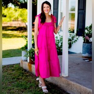 M TCEC Think Pink Pom Pom Midi Dress NWT
